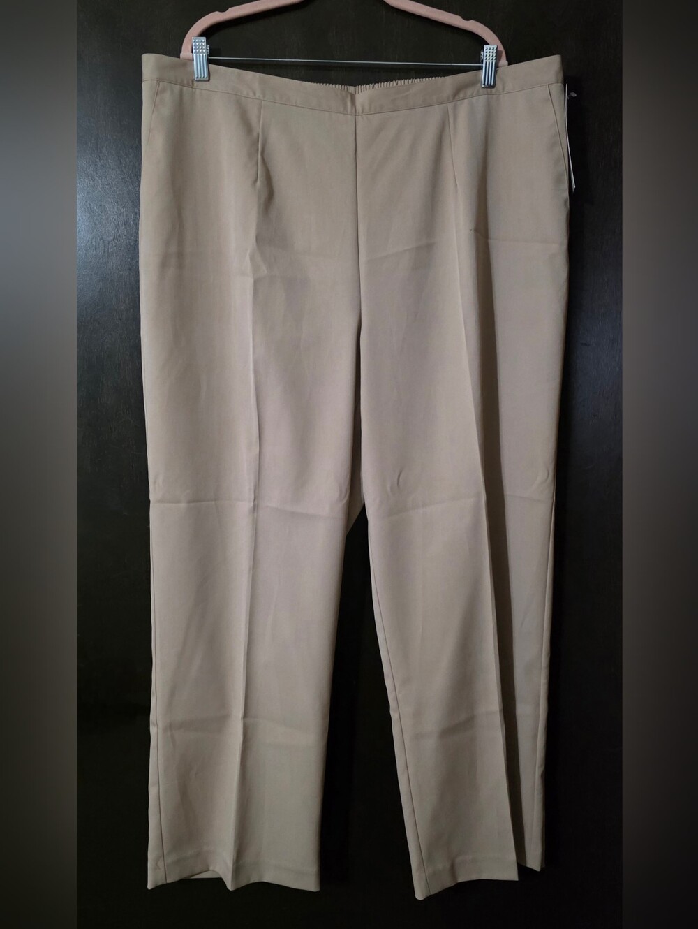 Alfred Dunner Classic Fit Straight-Leg Elastic Waist Pants Tan Women's Size 24W